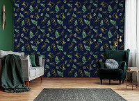 Флизелиновые фотообои под старину 368x254 см в стиле ретро насекомые листья (14158V8) +клей