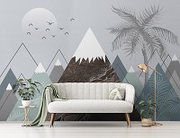 Флизелиновые фотообои 254x184 см Детский скандинавский дизайн с видом на горы (14161V4)+клей
