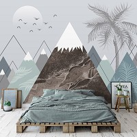 Флизелиновые фотообои для мальчика и девочки 520x318 см Детский скандинавский дизайн с видом на горы (14161VEXXXXXL) +клей