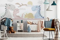 Флизелиновые фотообои для мальчиков 520x318 см Дети Динозавры Пастельные Счастливые Вид (14164VEXXXXXL) +клей