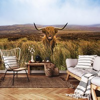 Природа флизелиновые 3D фотообои 254x184 см Животные Шотландская горная корова Ландшафт (14168V4)+клей