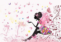 Казкові флізелінові фотошпалери Для дітей дівчаток Фея та Метелики (14173V)+клей - вид 1 мініатюра