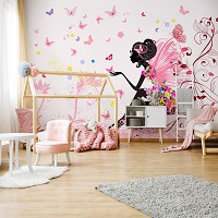 Флизелиновые фотообои 312x219 см Для детей девочек Фея и Бабочки (14173VEXXL)+клей