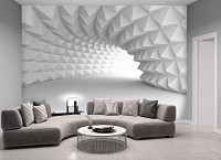 Триде флизелиновые фотообои 416x254 см 3D пространственный туннель белый оптический (14183VEXXXL)+клей