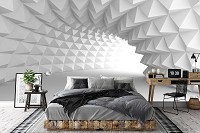 Арт флизелиновые фотообои 3д 416x290 см пространственный туннель белый оптический (14183VEXXXXL)+клей