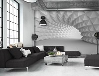 Арт флизелиновые фотообои 3д 520x318 см пространственный туннель белый оптический (14183VEXXXXXL)+клей