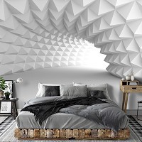 Три д флизелиновые фотообои 312x219 см 3D пространственный туннель белый оптический (14183VEXXL)+клей