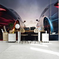 Машины 3D флизелиновые фотообои 416x254 см Спортивные автомобили Игры Уличные гонки (14186VEXXXL)+клей