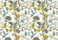 Флизелиновые фотообои цветы Природа Растения Лимоны Птицы Листья (14190V)+клей - вид 1 миниатюра