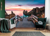 Флизелиновые фотообои океан 312x219 см 3D Морской пейзаж - деревянная дорожка на пляж (14192VEXXL)+клей