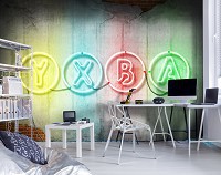 Готовые флизелиновые фотообои 460x300 см Для молодежи Неоновые огни на бетонной стене (14196V12)+клей