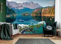 Флизелиновые 3D фотообои на стену 312x219 см Отражение гор и неба в озере (14197VEXXL)+клей