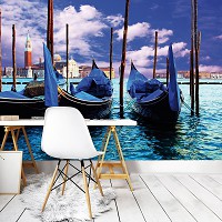 Венеция флизелиновые 3D фотообои 254x184 см Гондолы (141V4)+клей