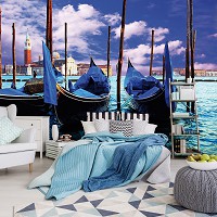 Венеция флизелиновые 3D фотообои 416x254 см Гондолы (141VEXXXL)+клей