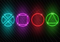 Флизелиновые фотообои в стиле модерн 254x184 см Подростки Геймеры Игры Неоновый Playstation (14209V4)+клей - вид 1 миниатюра