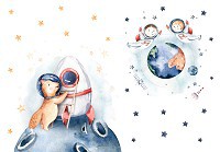 Детские флизелиновые фотообои 416x254 см Для Детей Звезды Галактика Планеты Собака (14212VEXXXL)+клей - вид 1 миниатюра