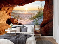 Три д флизелиновые фотообои 254x184 см 3D Пещера Пейзаж Пляж (14216V4)+клей
