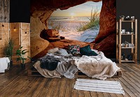 Флизелиновые фотообои для кухни 368x254 см 3D Пещера Пейзаж Пляж (14216V8)+клей