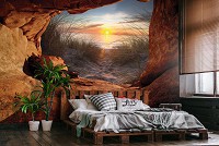 3д флизелиновые фотообои 460x300 см вид на пещеру с пляжем (14217V12)+клей