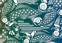 Флизелиновые фотообои в зал 416x254 см Абстрактные зелено-белые узоры (1421VEXXXL)+клей