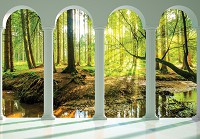 Флізелінові фотошпалери 3д дерево 312x219 см Арка Тераса Колони Зелений Ліс (14221VEXXL)+клей - вид 1 мініатюра