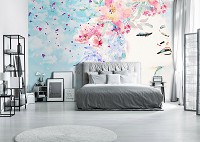 Флизелиновые фотообои на кухню Арт Девушка Акварелью Нарисованное Лицо (14222V)+клей