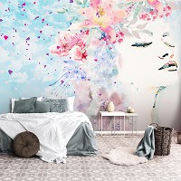 Флизелиновые фотообои в комнату девочке 254x184 см Арт Девушка Акварелью Нарисованное Лицо (14222V4)+клей