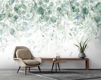 Современные флизелиновые фотообои 368x280 см Цветы - Свисающие зеленые листья (14226V10)+клей