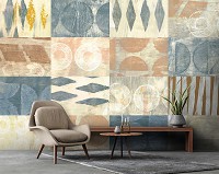 Флизелиновые фотообои 254x184 см Художественная геометрическая терракотовая плитка Бохо (14230V4)+клей