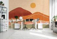 Флизелиновые фотообои 254x184 см Бохо Стиль Горы Пейзаж Солнце (14231V4)+клей