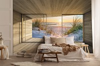 Флизелиновые фотообои лофт 312x219 см 3D-окно террасы с видом на море (14234VEXXL)+клей