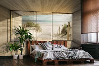 Природа флизелиновые фотообои 312x219 см 3D Терраса Окно Пляж Морской Пейзаж (14237VEXXL)+клей