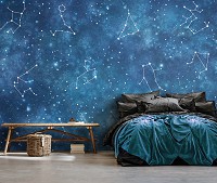 Флизелиновые фотообои для детей 416x254 см Небо Звезды Созвездия Зодиака Космос (14253VEXXXL)+клей