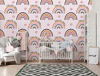Флизелиновые фотообои 254x184 см Детские для девочки Пастельные красочные радуги (14254V4)+клей