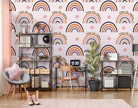 Флизелиновые фотообои в детскую комнату 368x254 см Для девочки Пастельные красочные радуги (14254V8)+клей