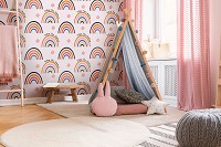 Флизелиновые фотообои на стену 312x219 см Детские для девочки Пастельные красочные радуги (14254VEXXL)+клей