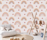 Флизелиновые фотообои для девочек 416x254 см Для детей Скандинавский стиль Пастельная радуга (14255VEXXXL)+клей