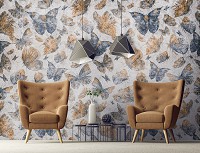 Флизелиновые фотообои 368x254 см Бабочки в стиле ретро Винтажные мотыльки (14291V8)+клей