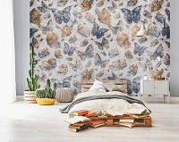 Флизелиновые фотообои 312x219 см Бабочки в стиле ретро Винтажные мотыльки (14291VEXXL)+клей