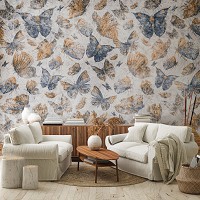 Флизелиновые фотообои 254x184 см Бабочки в стиле ретро Винтажные мотыльки (14291V4)+клей