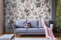 Красивые флизелиновые фотообои на кухню 254x184 см Винтажные бабочки-мотыльки в стиле ретро (14292V4)+клей