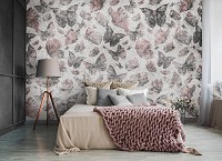 Флизелиновые фотообои 368x254 см Винтажные бабочки-мотыльки в стиле ретро (14292V8)+клей