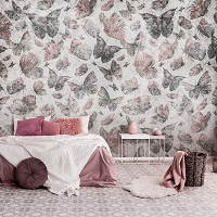 Популярные флизелиновые фотообои Винтажные бабочки-мотыльки в стиле ретро (14292V)+клей