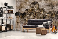 Красивые флизелиновые фотообои на кухню 312x219 см Природа Цветок Структура Орнаменты Кирпич (14298VEXXL)+клей