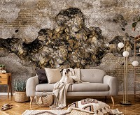 Флизелиновые фотообои для кухни 416x254 см Природа Цветок Структура Орнаменты Кирпич (14298VEXXXL)+клей