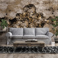 Готовые флизелиновые фотообои 254x184 см Природа Цветок Структура Орнаменты Кирпич (14298V4)+клей