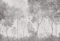 Флізелінові фотошпалери природа дерева 416x254 см Білий сірий ліс на світлому фоні під бетоном (14299VEXXXL) +клей - вид 1 мініатюра