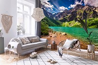 3D флизелиновые фотообои 416x254 см Ландшафт Горы Озеро Берег Небо (14303VEXXXL)+клей