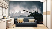 Флизелиновые фотообои 254x184 см Для мальчиков подростков танки в бою (14308V4)+клей