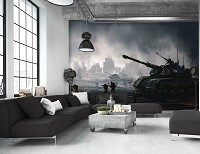Флизелиновые фотообои красивые 312x219 см Для мальчиков подростков танки в бою (14308VEXXL)+клей
